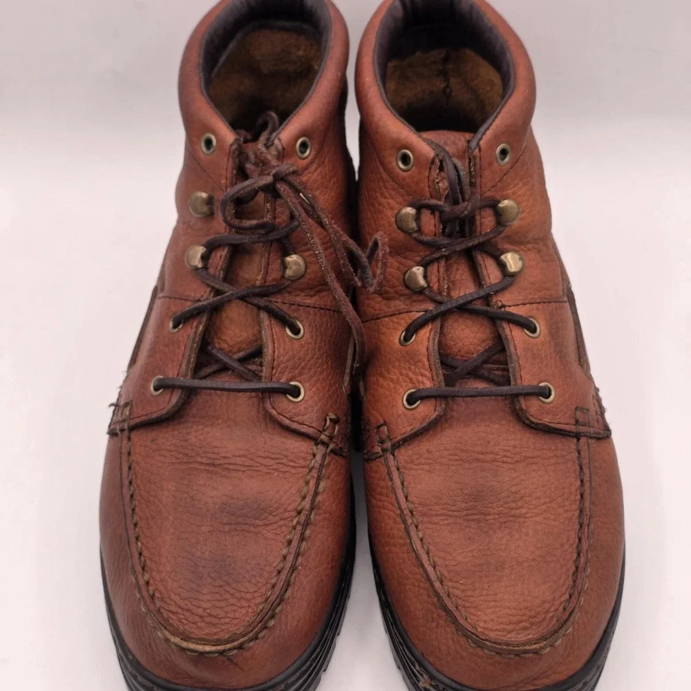 Justin Boots Mens 11 Brown Leather Chukka Moc Toe Ankle Lace Up Casual 991 Rodeo